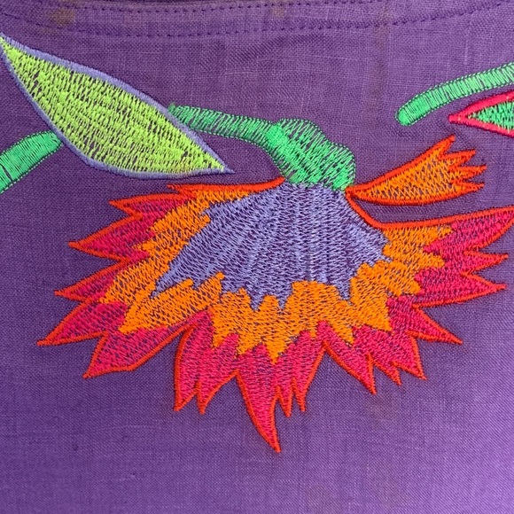 Rediffusion embroidered linen tank size 12 purple - Picture 2 of 8